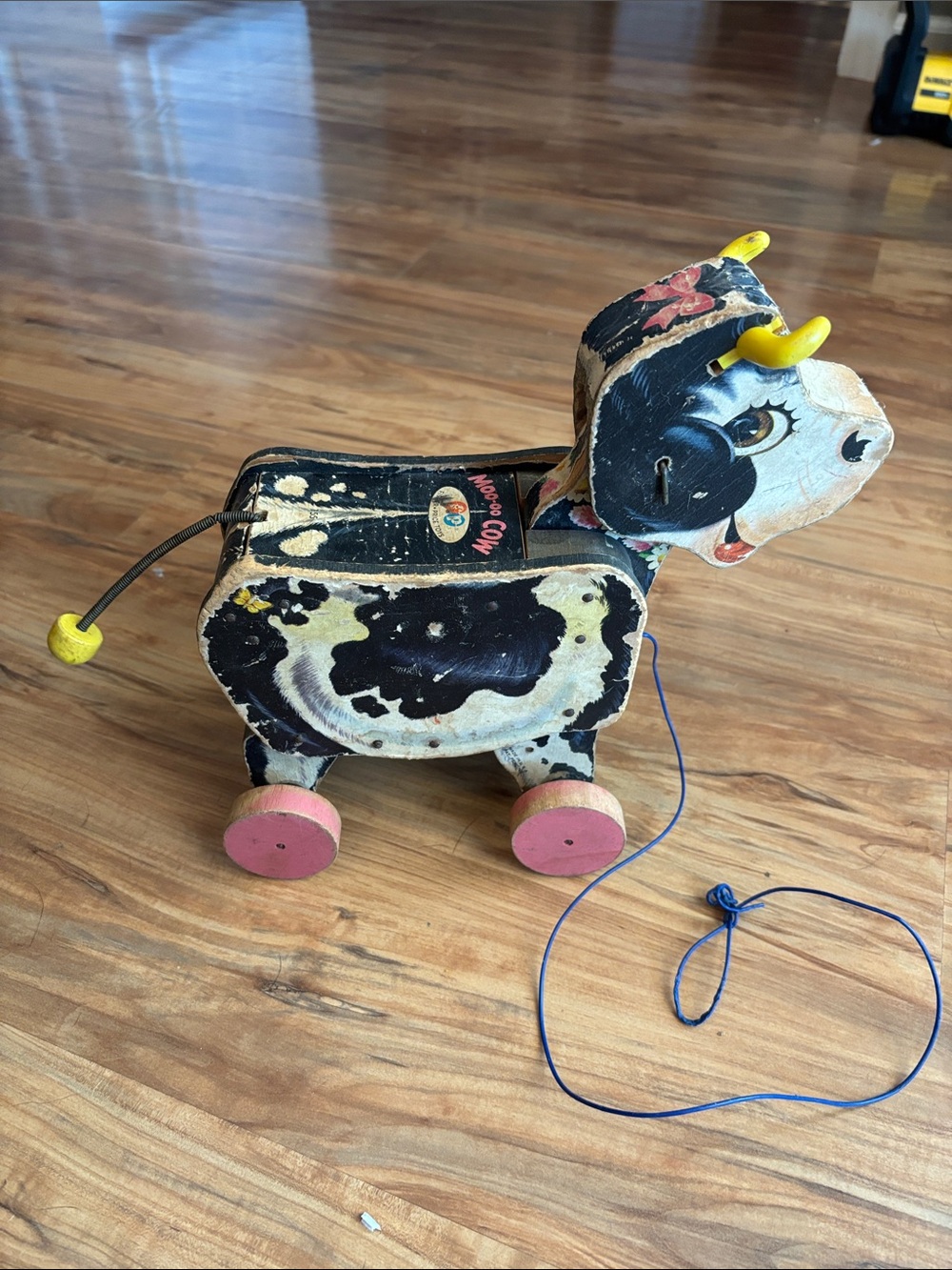 Vintage Fisher Price Toy | Pull Along MOO-OO Cow No. 155 | Tested Working